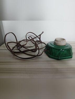 Vtg Ceramic Christmas Tree Replacement Base Bottom Only Green 4" Tested Works